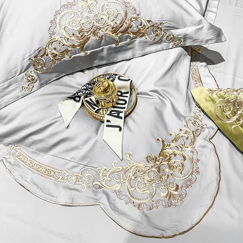 New Gleaming Embroidery with Grey Sateen Duvet Set - myhomestore.com.pk