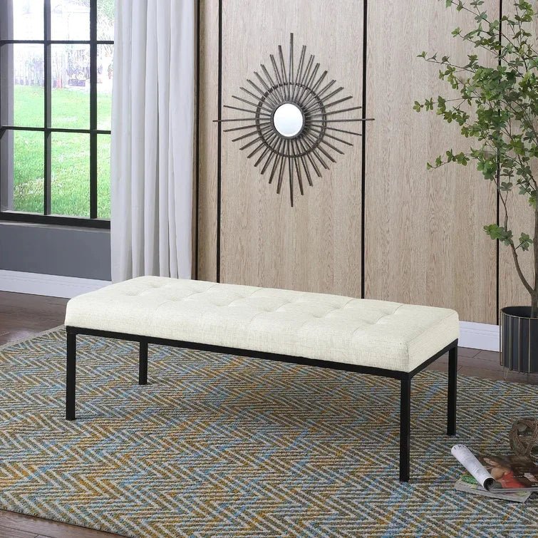 Off white Tufted Upholstered Bench - myhomestore.com.pk