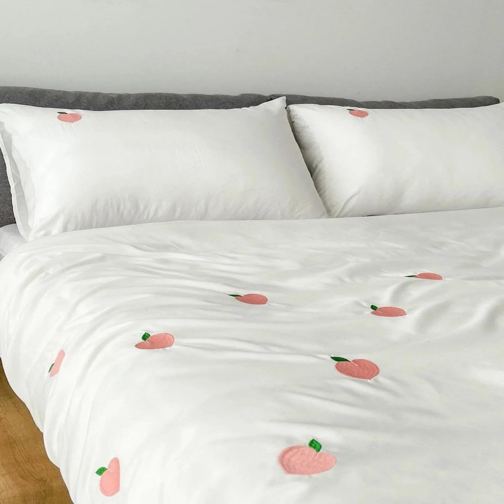 Peach Embroidered Duvet Cover Set - myhomestore.com.pk