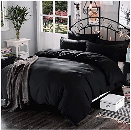 Plain Dyed Duvet Set (Black) - myhomestore.com.pk