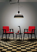 Red Upholstered Iron Arm Chair - myhomestore.com.pk