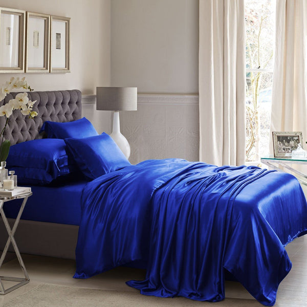 Royal Blue Silk Duvet Set