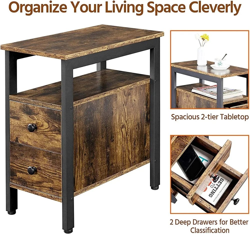 Side Table With 2 Drawer - myhomestore.com.pk