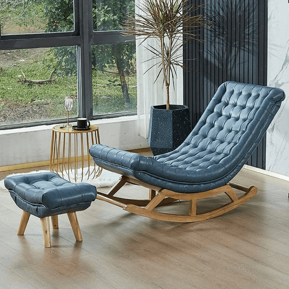 Foot Rest Rocking Wood Solid Wood Rocking Chair with Footrest