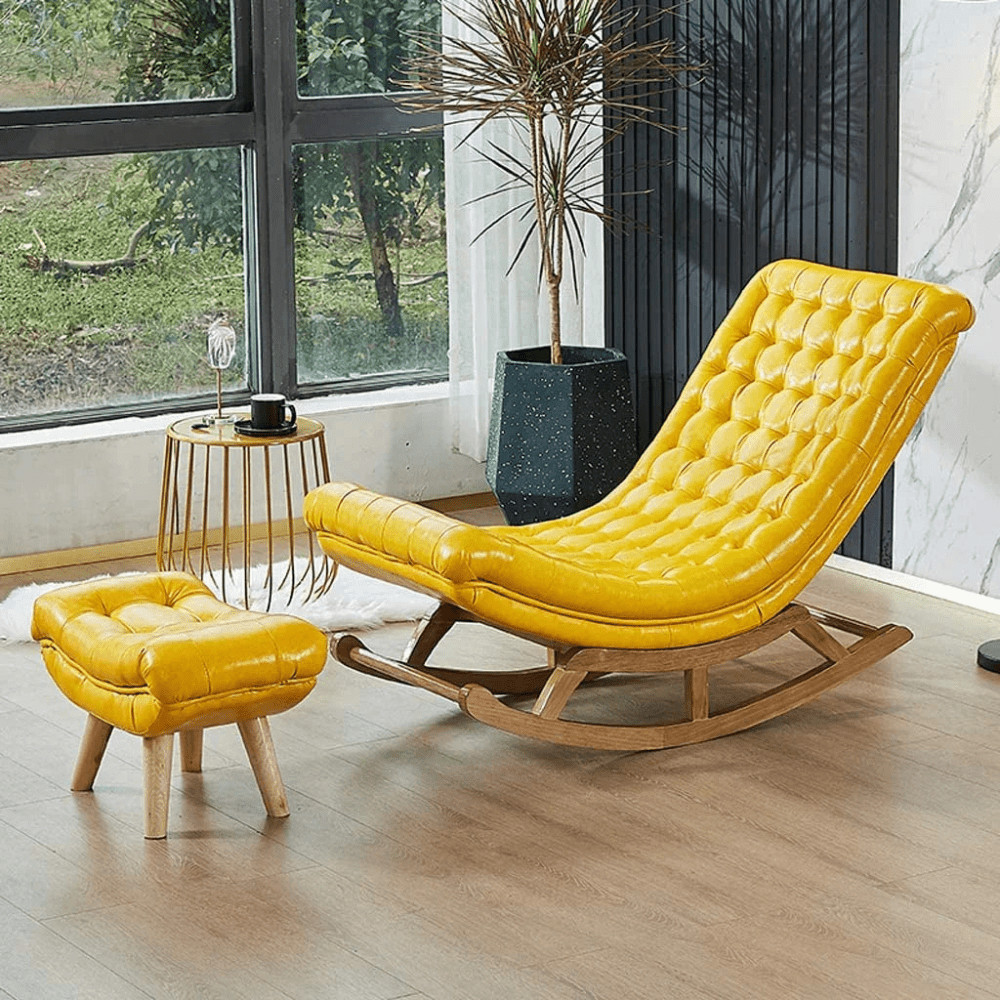 Foot Rest Rocking Wood Solid Wood Rocking Chair with Footrest