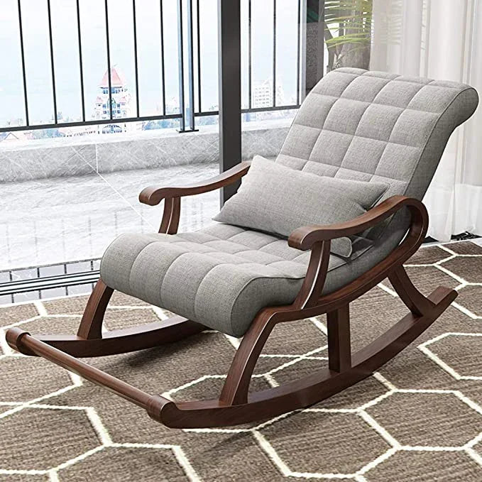 Solid Wood Rocking Chair with Memory Foam Cushion - myhomestore.com.pk