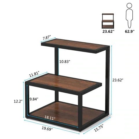 Tribesigns Side Table Industrial End 3 - Tier Table with Storage Multifunctional - myhomestore.com.pk