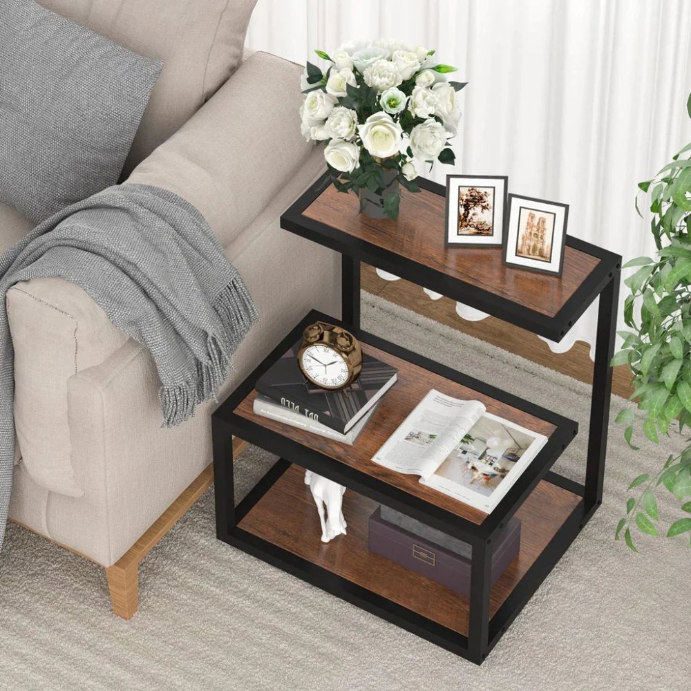 Tribesigns Side Table Industrial End 3 - Tier Table with Storage Multifunctional - myhomestore.com.pk