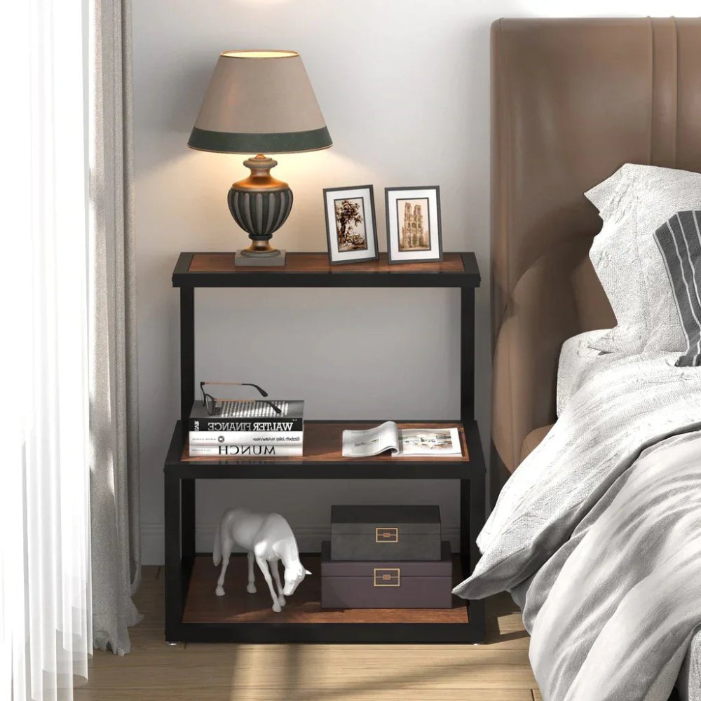 Tribesigns Side Table Industrial End 3 - Tier Table with Storage Multifunctional - myhomestore.com.pk