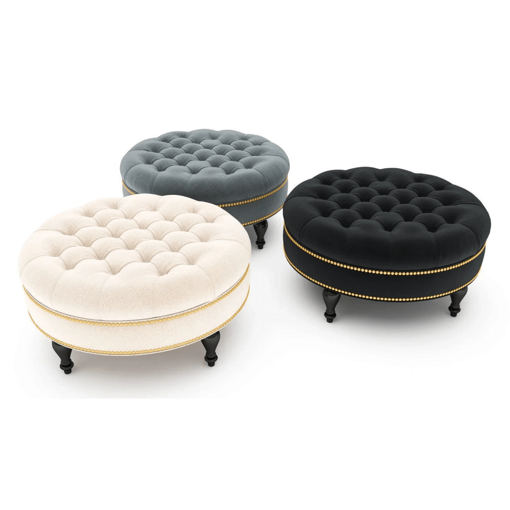 Tufted Velvet Round Cocktail Ottoman( One Ottoman ) - myhomestore.com.pk