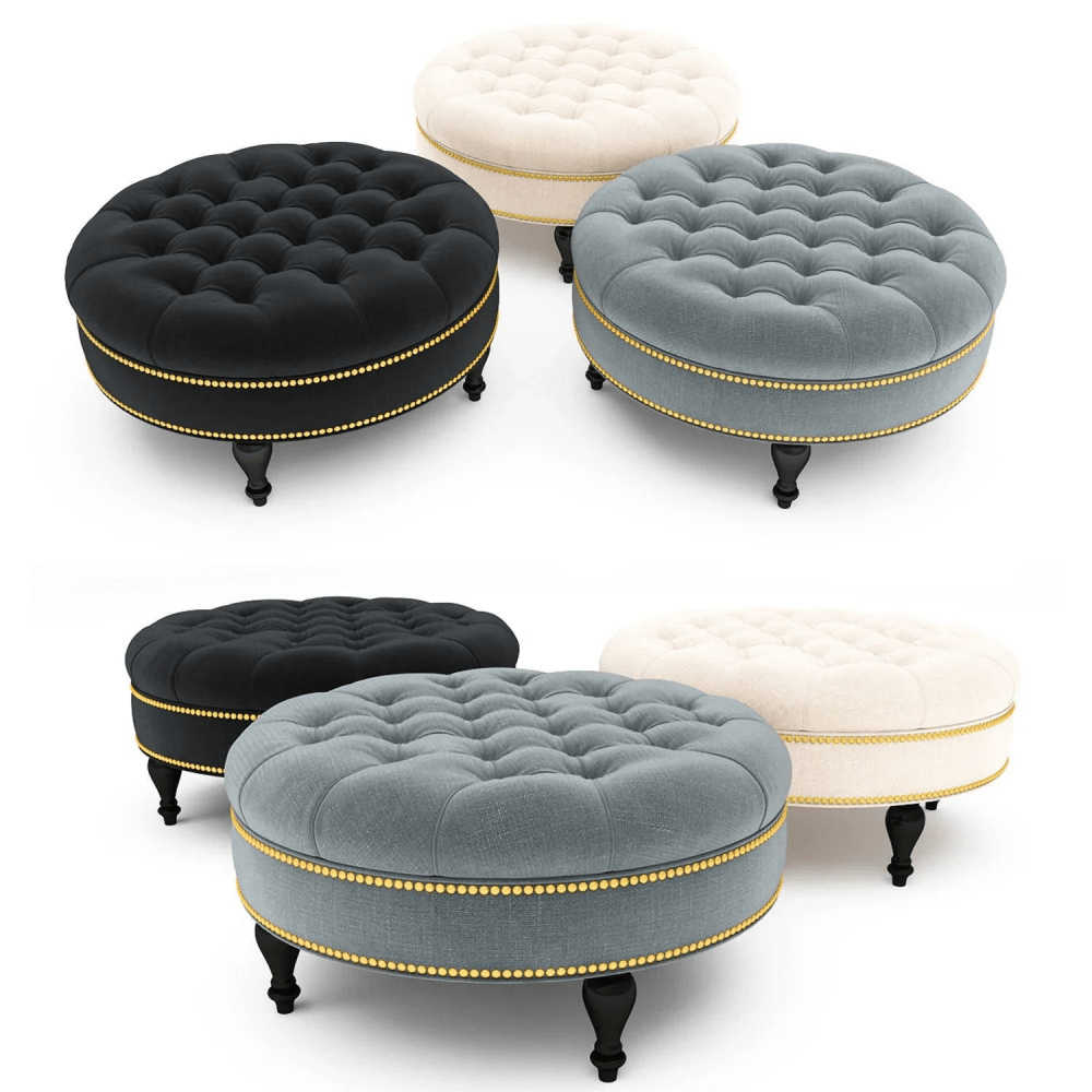Tufted Velvet Round Cocktail Ottoman( One Ottoman ) - myhomestore.com.pk