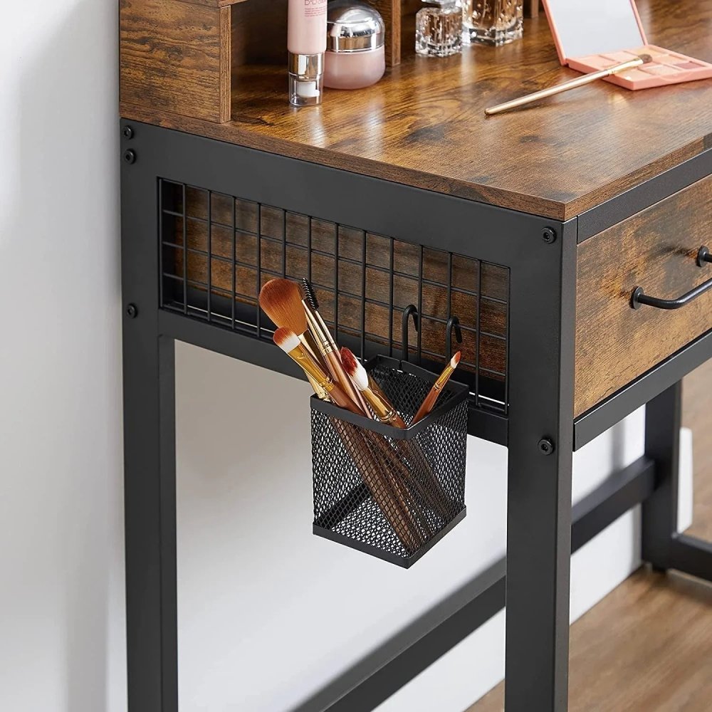 Vanity Table with Upholstered Stool Set, Dressing Table Desk, Makeup Table with Tri - Fold Mirror - myhomestore.com.pk