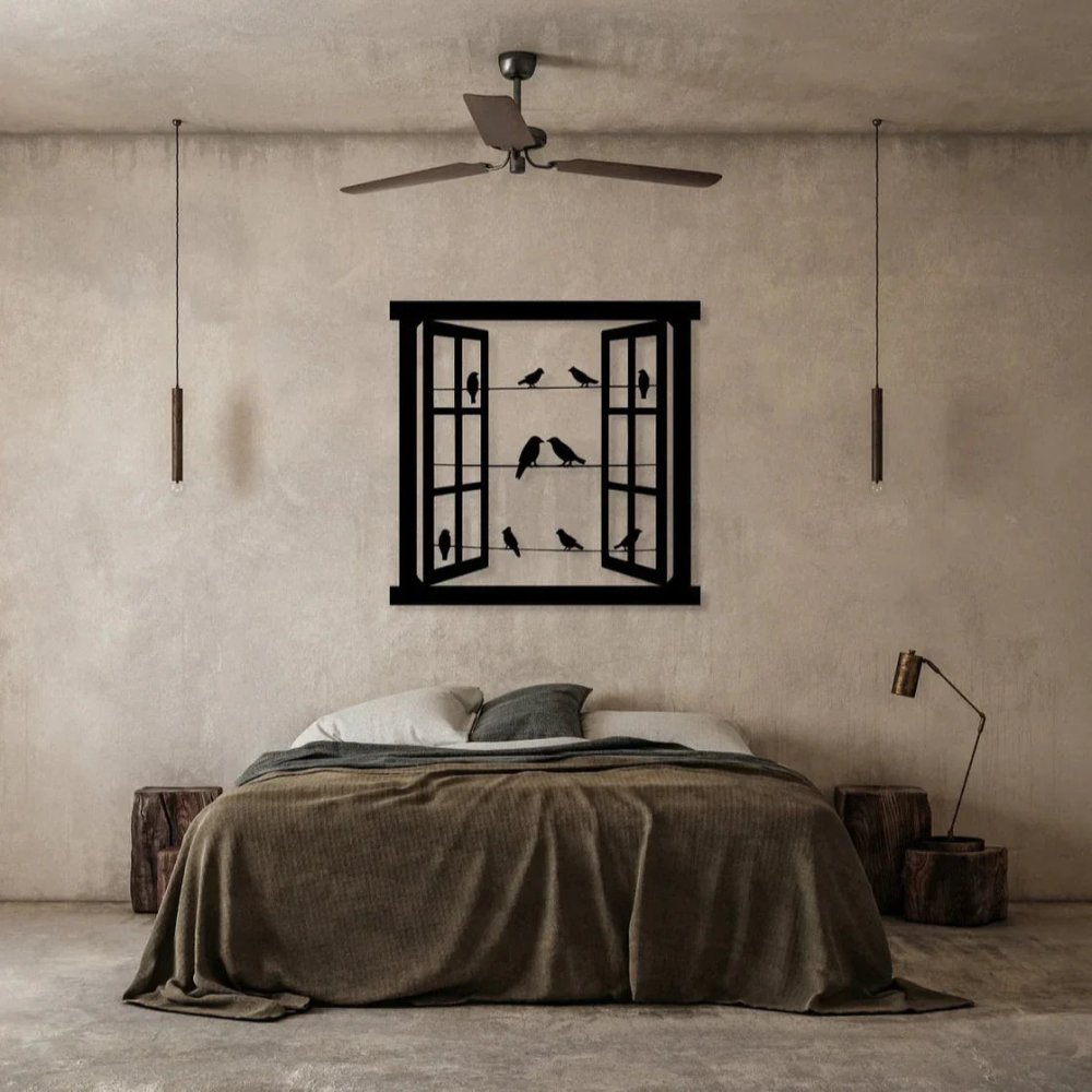 WINDOW AND BIRDS - Metal Wall Decor - myhomestore.com.pk