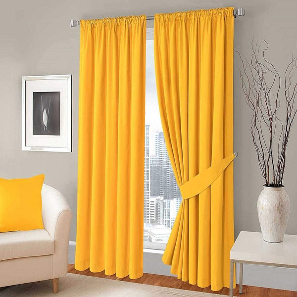 Plain Dyed Eyelet Curtains with linning (yellow)